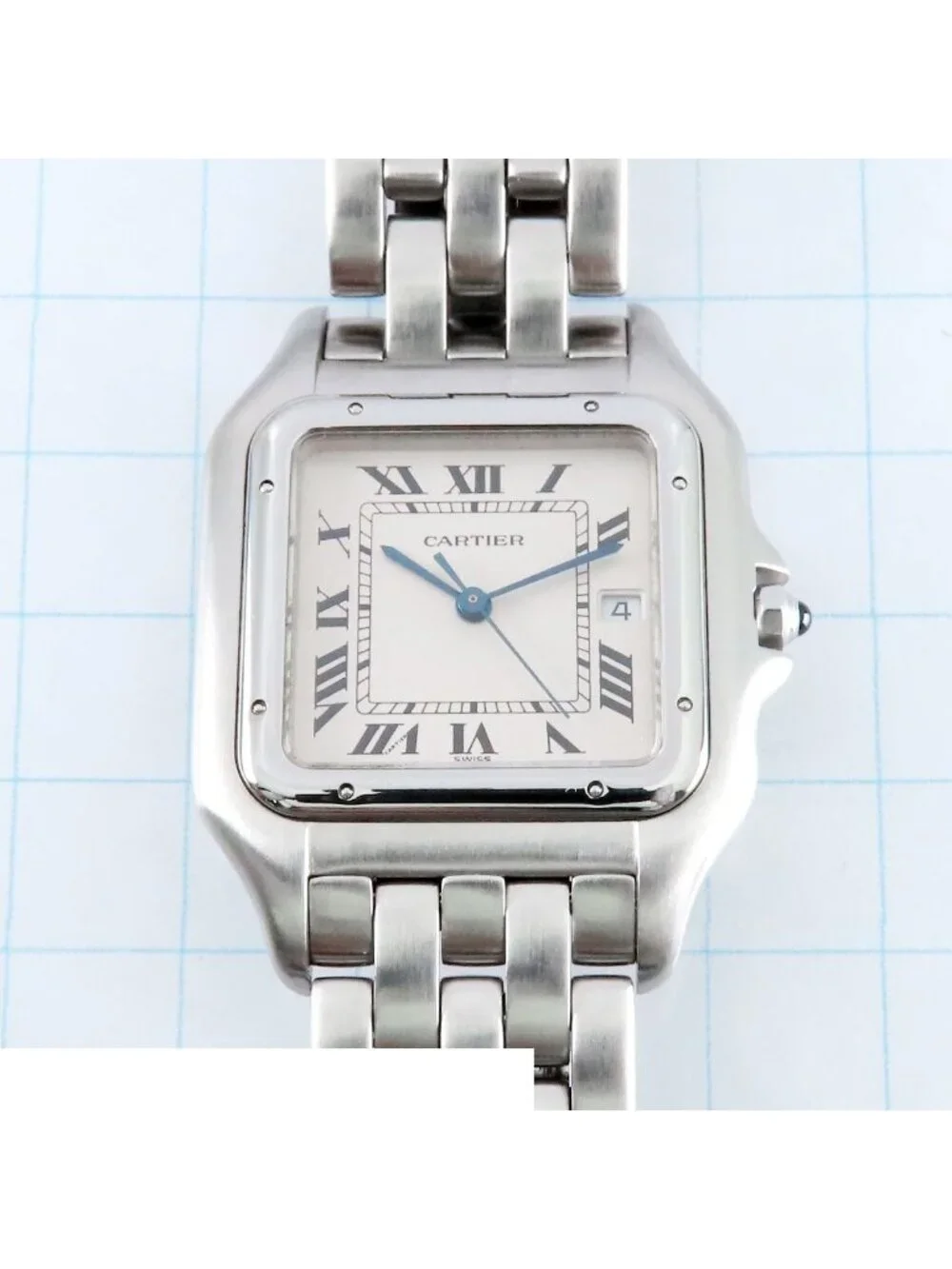 Cartier Panther LM Ivory SS Classic Figaro Date Watch Quartz